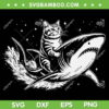 Cat Riding Shark SVG PNG, Cute Anime Kawaii Kitten SVG, Cat Riding Shark Black And White DXF SVG PNG EPS