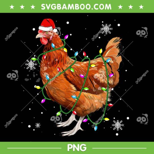 Chickens Christmas Tree PNG, Chicken Santa Hat Lights Xmas PNG, Chickens Christmas Santa PNG