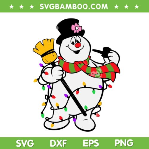 Cute Frosty Snowman SVG PNG, Funny Snowman Christmas Lights SVG, Frosty The Snowman DXF SVG PNG EPS