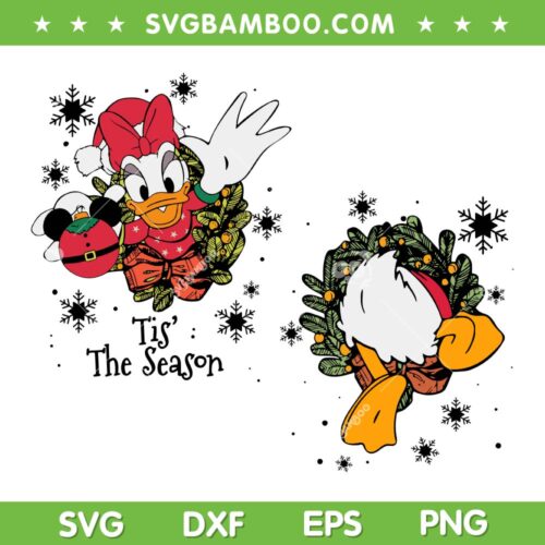 Disney Daisy Tis' The Season SVG PNG, Daisy Duck Merry Christmas SVG, Duck Disney Christmas DXF SVG PNG EPS