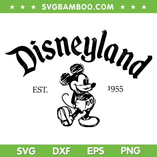 Disneyland Est 1955 SVG PNG, Mickey Mouse Classic SVG, Vintage Disneyland Mickey DXF SVG PNG EPS