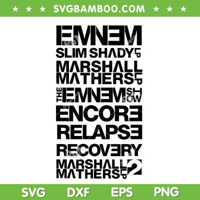 Eminem Title Stack Rap Hip Hop SVG PNG, Rapper Eminem SVG, Eminem Black Letters DXF SVG PNG EPS Eminem Title Stack Rap Hip Hop SVG PNG, Rapper Eminem SVG, Eminem Black Letters DXF SVG PNG EPS
