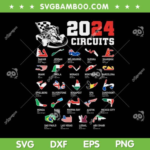 Formula One 2024 Calendar SVG PNG, Circuits Race 2024 SVG, F1 2024 Calendar DXF SVG PNG EPS