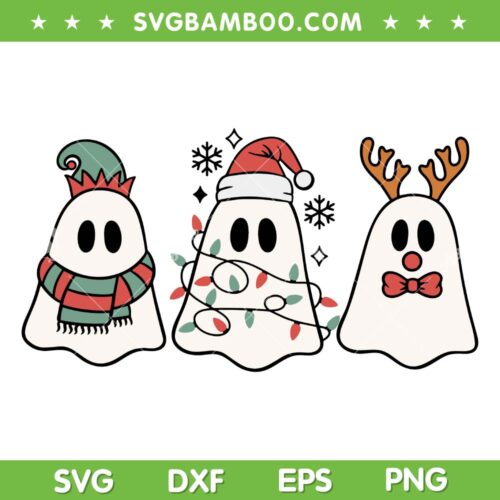 Funny Christmas Ghost SVG PNG, Ghost Elf Santa Reindeer SVG, Ghost Christmas Light DXF SVG PNG EPS