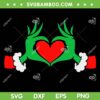 Funny Elf With Cute Heart Hands SVG PNG, Grinch Hand Heart Christmas SVG, Grinch Love DXF SVG PNG EPS