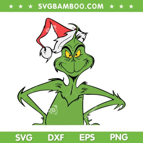 Funny Grinch Santa Hat SVG PNG, Merry Grinchmas SVG, Funny Christmas Gift DXF SVG PNG EPS