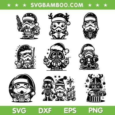 Galactic Christmas SVG Bundle, Star Wars Christmas Silhouette SVG Bundle, Galaxy Christmas DXF SVG PNG EPS