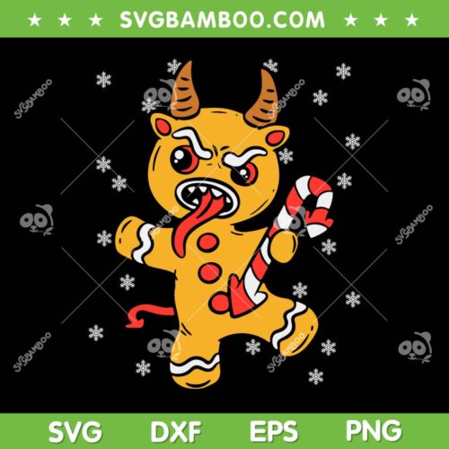 Gingerbread Man Krampus Christmas SVG, Xmas Gingerbread Candy Cane SVG, Gingerbread Horn DXF SVG PNG EPS 