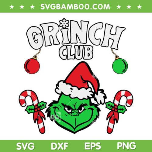 Grinch Club SVG PNG, Grinch Face Candy Christmas SVG, Grinchmas Candy DXF SVG PNG EPS