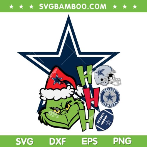 Grinch Dallas Cowboys Ho Ho Ho SVG PNG, Dallas Cowboys Christmas SVG, Sports Christmas DXF SVG PNG EPS