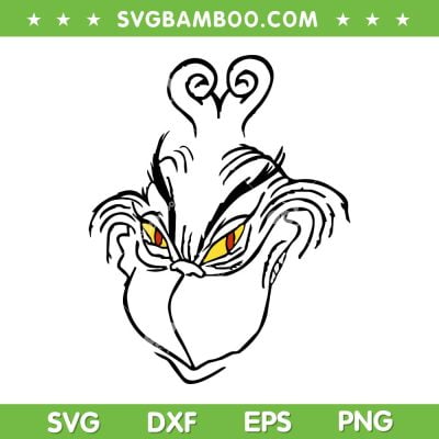 Grinch Happy Smile Face SVG PNG, Grinchmas Smile Face SVG, Happy Grinch Face DXF SVG PNG EPS