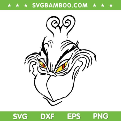 Grinch Happy Smile Face SVG PNG, Grinchmas Smile Face SVG, Happy Grinch Face DXF SVG PNG EPS