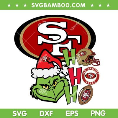 Grinch Ho Ho Ho 49ers SVG PNG, Christmas San Francisco 49ers SVG, Grinchmas 49ers DXF SVG PNG EPS