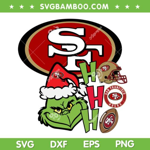 Grinch Ho Ho Ho 49ers SVG PNG, Christmas San Francisco 49ers SVG, Grinchmas 49ers DXF SVG PNG EPS
