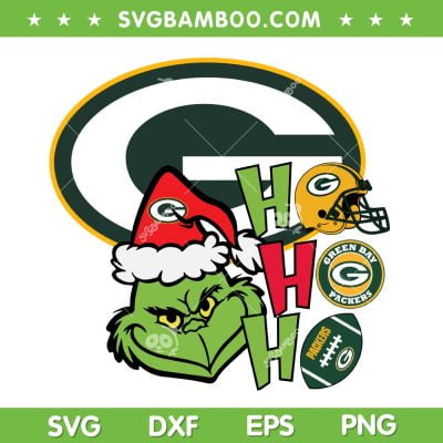 Grinch Ho Ho Ho Green Bay Packers SVG PNG, Green Bay Packers NFL Christmas SVG, Grinch NFL Football DXF SVG PNG EPS