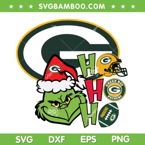 Grinch Ho Ho Ho Green Bay Packers SVG PNG, Green Bay Packers NFL Christmas SVG, Grinch NFL Football DXF SVG PNG EPS