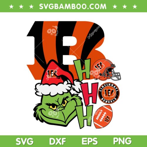 Grinch Hohoho Cincinnati Bengals SVG PNG, Grinch Santa Cincinnati Bengals SVG, NFL Grinch Christmas DXF SVG PNG EPS