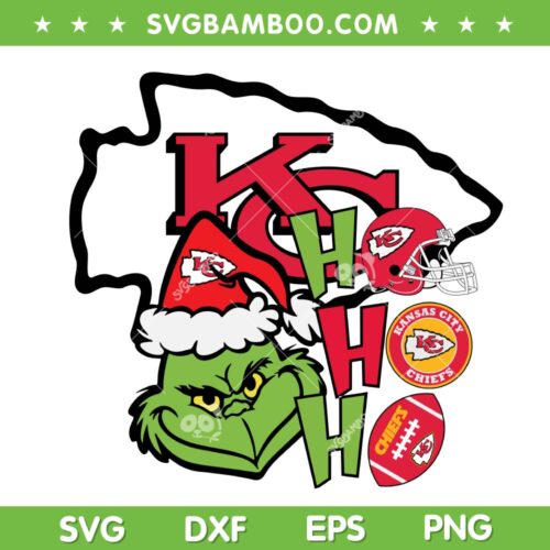 Grinch Kansas City Chiefs Hohoho SVG PNG, Grinch Face KC Chiefs SVG, Christmas Football Team DXF SVG PNG EPS