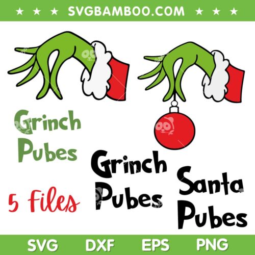 Grinch Pubes SVG Bundle, Grinch Hand Ornament SVG Bundle, Christmas Ornament DXF SVG PNG EPS