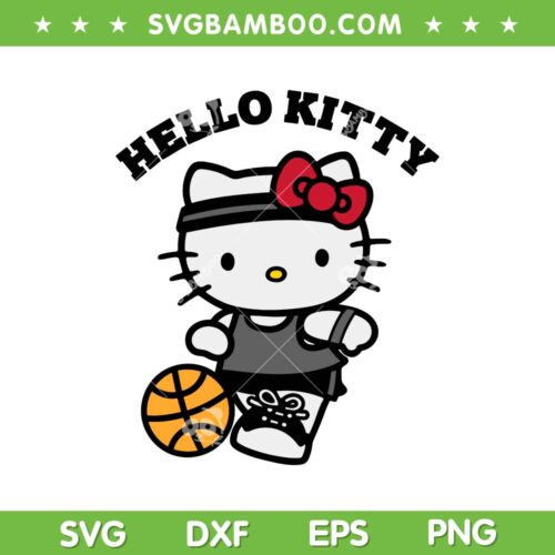Hello Kitty Basketball SVG PNG, Cute Kitty Team Basketball SVG, Kitty Sports DXF SVG PNG EPS