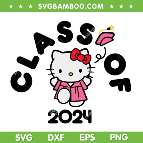 Hello Kitty Class Of 2024 SVG PNG, Sanrio Kitty Graduation Seniors SVG, Hello Kitty Graduation DXF SVG PNG EPS