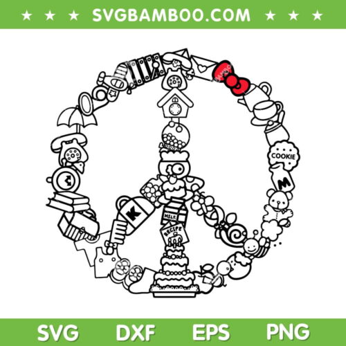 Hello Kitty Peace Sign SVG PNG, Sanrio Kitty icons SVG, Kitty Cat Peace DXF SVG PNG EPS