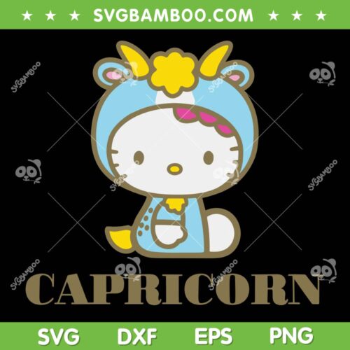 Hello Kitty Zodiac Capricorn SVG PNG, Kitty 12 Zodiac Signs SVG, Cat Zodiac Capricorn DXF SVG PNG EPS