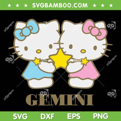 Hello Kitty Zodiac Gemini SVG PNG, Cute Kitty Zodiac Gemini SVG, Cartoon Hello Kitty DXF SVG PNG EPS Hello Kitty Zodiac Gemini SVG PNG, Cute Kitty Zodiac Gemini SVG, Cartoon Hello Kitty DXF SVG PNG EPS