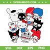 Hello Kitty And Friends SVG PNG, Hello Sanrio USA Americana SVG, Patriotic Hello Kitty DXF SVG PNG EPS