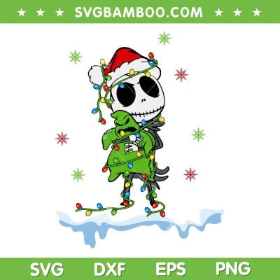 Jack Skellington Christmas Lights SVG PNG, Jack Oogie Boogie Santa Hat SVG, Baby Jack With christmas Lights DXF SVG PNG EPS Jack Skellington Christmas Lights SVG PNG, Jack Oogie Boogie Santa Hat SVG, Baby Jack With christmas Lights DXF SVG PNG EPS