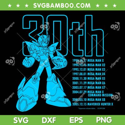 MEGA MAN X 30th Anniversary SVG PNG, Legacy Cartridge Collection SVG, Japanese Release Dates DXF SVG PNG EPS MEGA MAN X 30th Anniversary SVG PNG, Legacy Cartridge Collection SVG, Japanese Release Dates DXF SVG PNG EPS