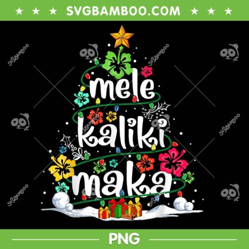 Mele Kaliki Maka Christmas Tree PNG, Tropical Christmas Hawaiian PNG, Santa Xmas Tree PNG