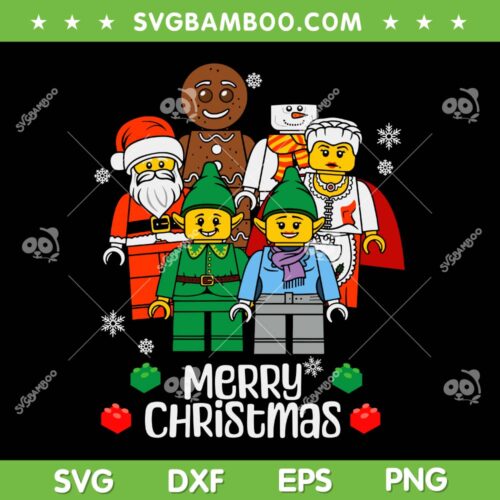 Building Bricks Santa Elf Snowman Figures SVG, Christmas Building Blocks SVG, Merry Christmas Santa DXF SVG PNG EPS