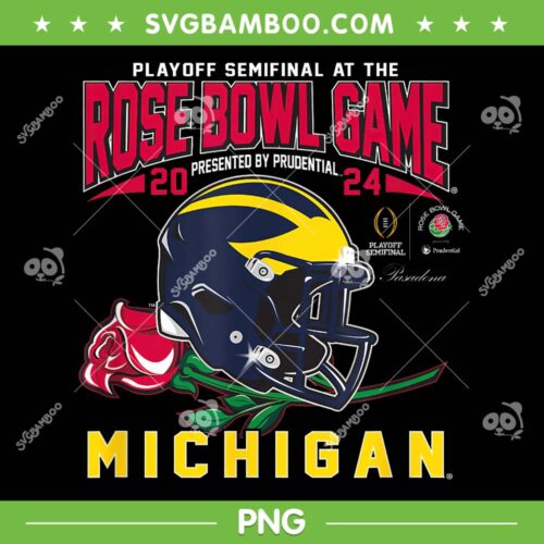 Michigan Wolverines Rose Bowl 2024 PNG, CFP Semi Football Pasadena PNG, Michigan Football 2024 PNG