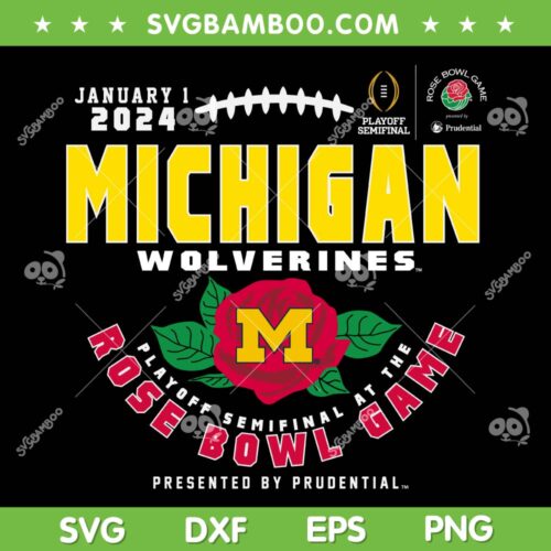 Michigan Wolverines Rose Bowl 2024 SVG, CFP Semi Vintage Flower SVG, 2024 Rose Bowl Game DXF SVG PNG EPS