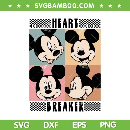 Mickey Heartbreaker SVG PNG, Mickey Mouse Anti Valentines Day SVG, Disney Valentine DXF SVG PNG EPS