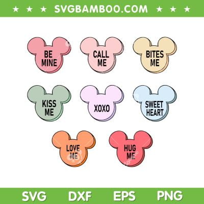 Mickey Mouse Candy Hearts SVG PNG, Mickey Valentines SVG, Disney Valentines Day DXF SVG PNG EPS