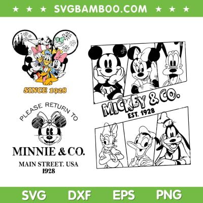 Mickey And Friends Classic SVG PNG, Disney Mouse 1928 SVG, Mickey Minnie And Co 1928 DXF SVG PNG EPS
