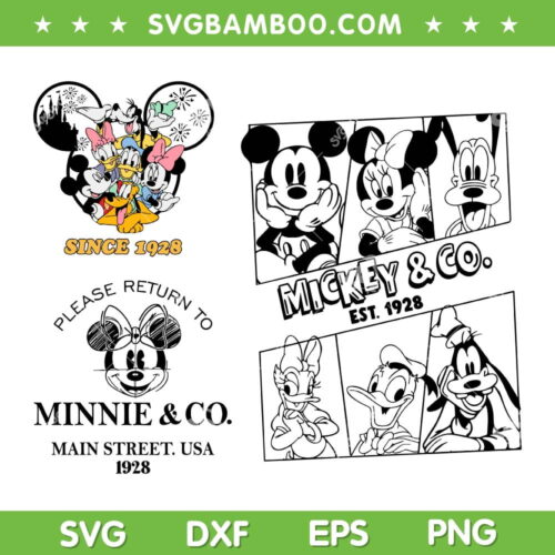 Mickey And Friends Classic SVG PNG, Disney Mouse 1928 SVG, Mickey Minnie And Co 1928 DXF SVG PNG EPS