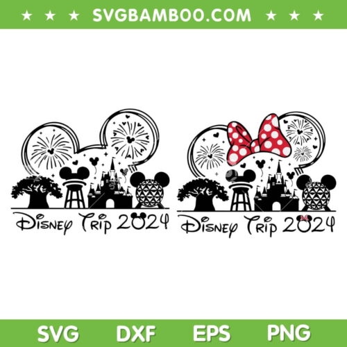 Mickey And Minnie Family Vacation 2024 SVG, Disney Trip 2024 SVG, Mickey Minnie Family Trip DXF SVG PNG EPS