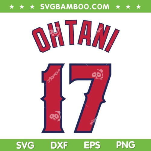 Ohtani Jersey SVG PNG, Ohtani Dodgers 17 SVG, Shohei Ohtani MLB Dodgers Player DXF SVG PNG EPS