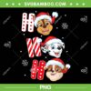 Paw Patrol Christmas Ho Ho Ho PNG, Chase Marshall Rubble Santa Hats PNG, Paw Patrol Santa PNG