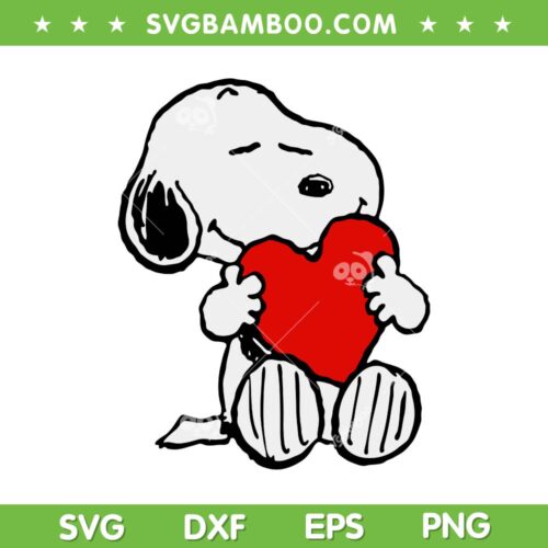 Peanuts Heart Valentine SVG PNG, Snoopy Hugging Heart SVG, Snoopy Heart Love DXF SVG PNG EPS