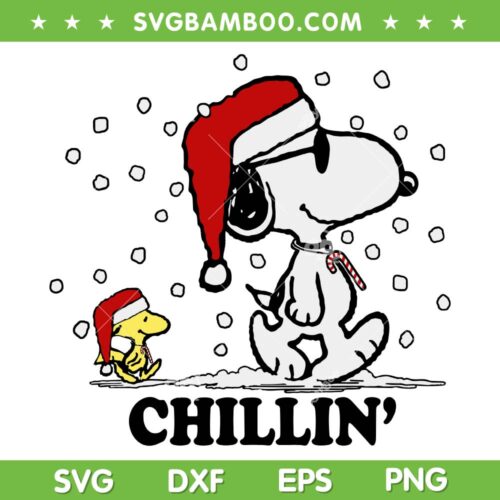 Peanuts Snoopy Snowfall Chillin SVG PNG, Peanuts Snoopy Santa Hat SVG, Merry Xmas Holiday DXF SVG PNG EPS
