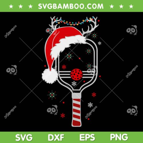 Pickleball Player Christmas Holiday Reindeer SVG, Christmas Pickleball Player SVG, Xmas Pickleball Reindeer DXF SVG PNG EPS