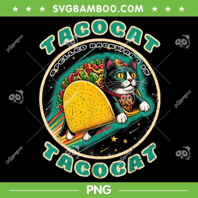 Retro Tacocat PNG, Spelled Backward Is Tacocat PNG, Tacocat Tacocat Cat PNG