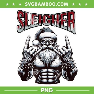 Santa Chistmas Sleigher PNG, Sleigher Santa Rock Christmas PNG, Metal Santa Claus PNG