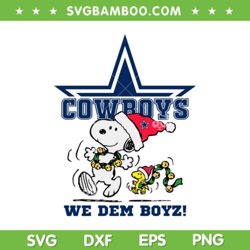 Snoopy Christmas Cowboys We Dem Boyz SVG, Dallas Cowboys Snoopy Christmas SVG, NFL Football Christmas DXF SVG PNG EPS