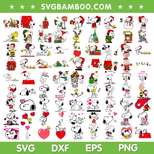 Snoopy Christmas SVG Bundle, Peanuts Snoopy Friends SVG Bundle, Snoopy Friends Christmas DXF SVG PNG EPS