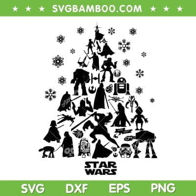 Star Wars Characters Christmas Tree SVG PNG, Star Wars Merry Christmas SVG, Star Wars Movie Christmas DXF SVG PNG EPS